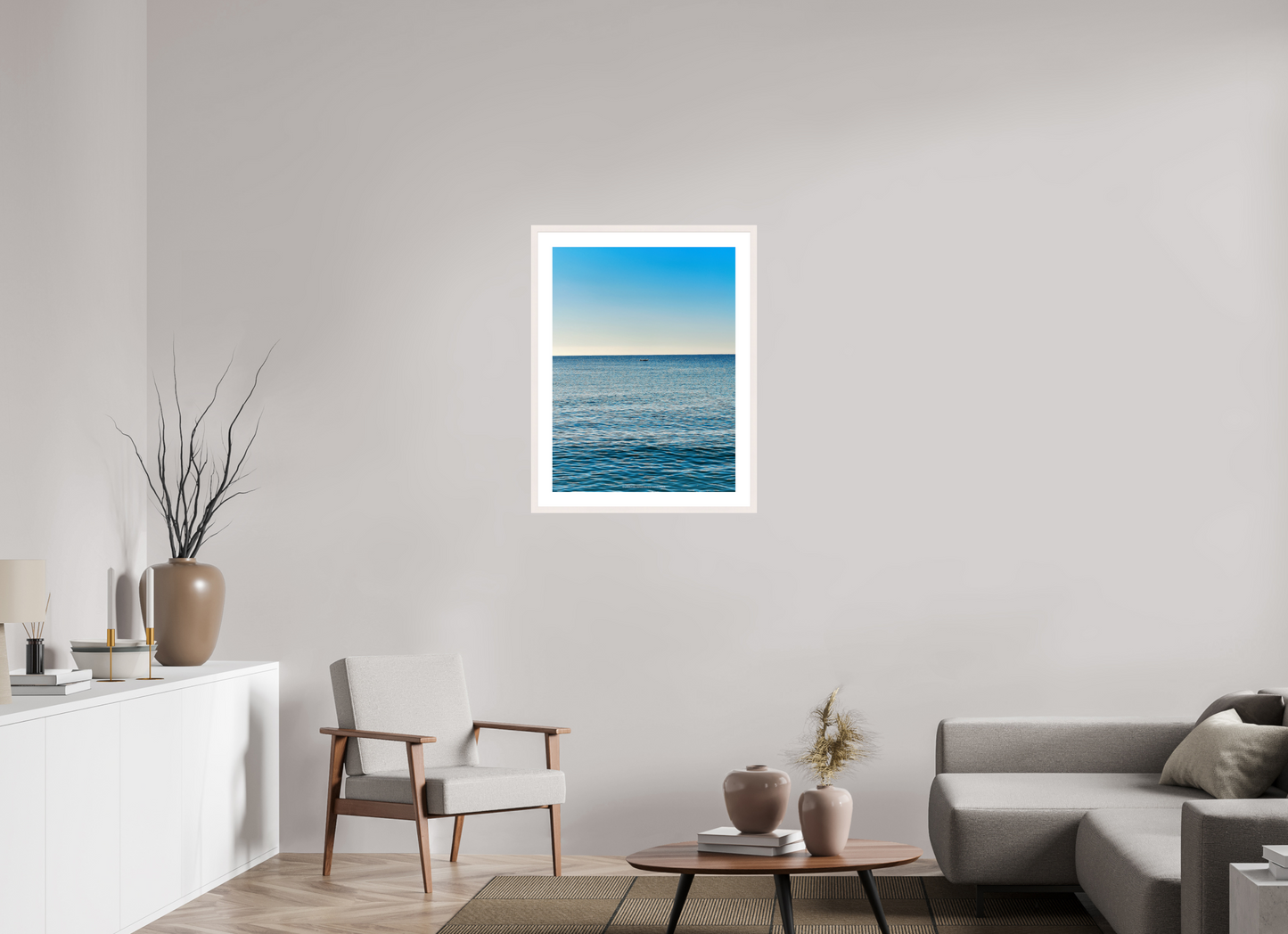 60 x 80 cm, Photo encadré bois érable blanc 20mm Horizon