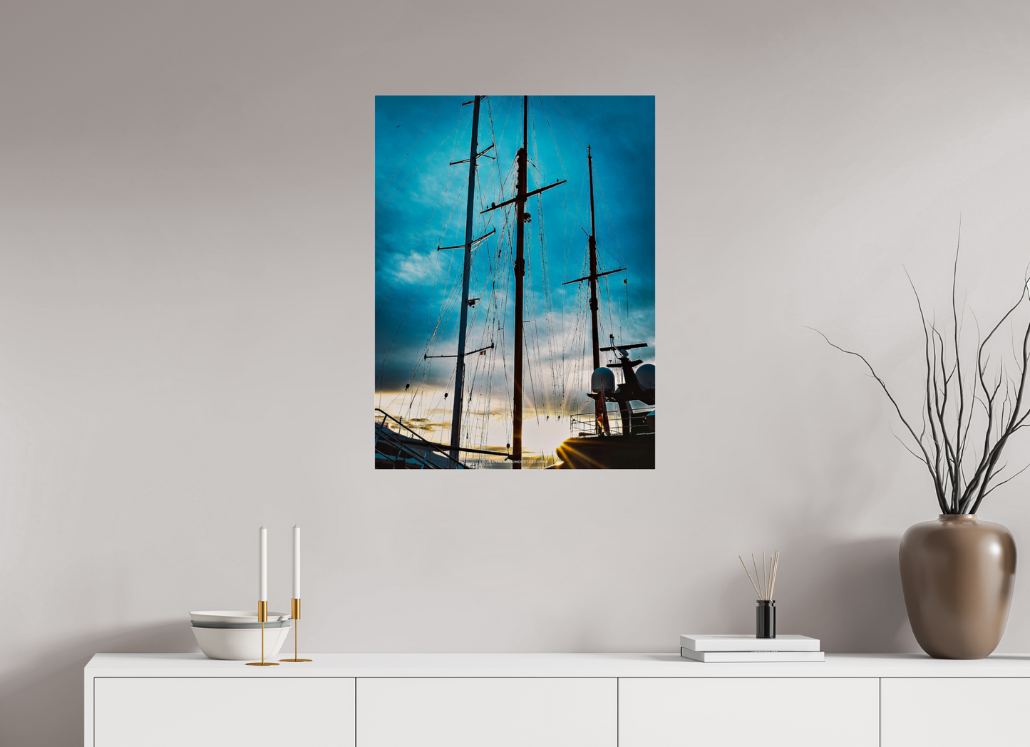 60 x 80 cm, Photo Print Under Acrylic Glass Jolie lumiere au port