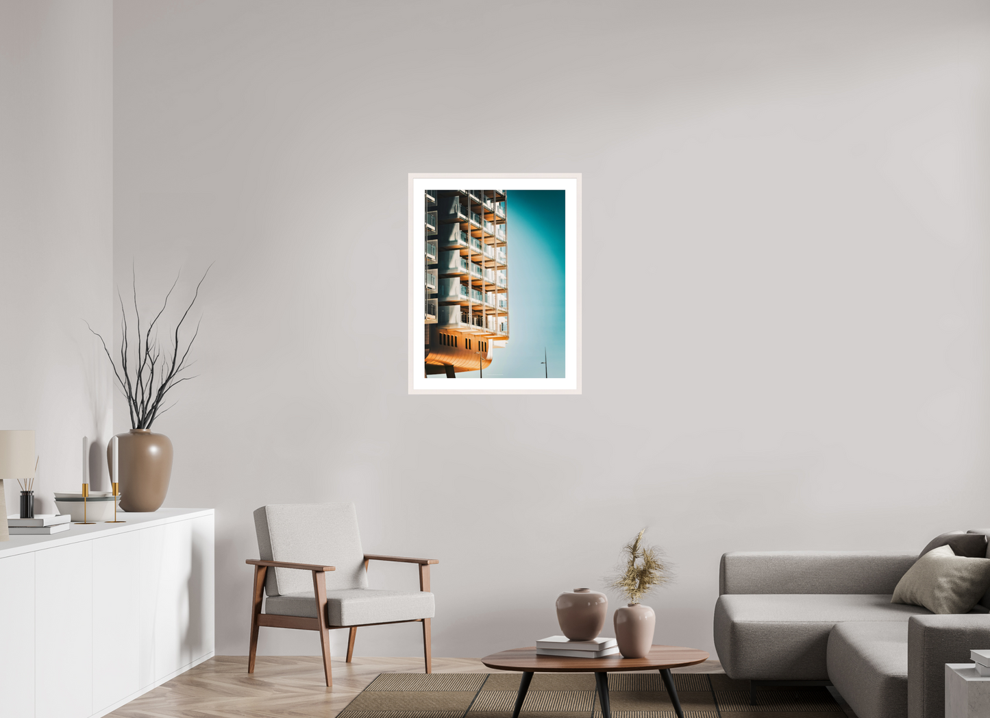 60 x 80 cm, Photo encadré bois érable blanc 20mm Suspension