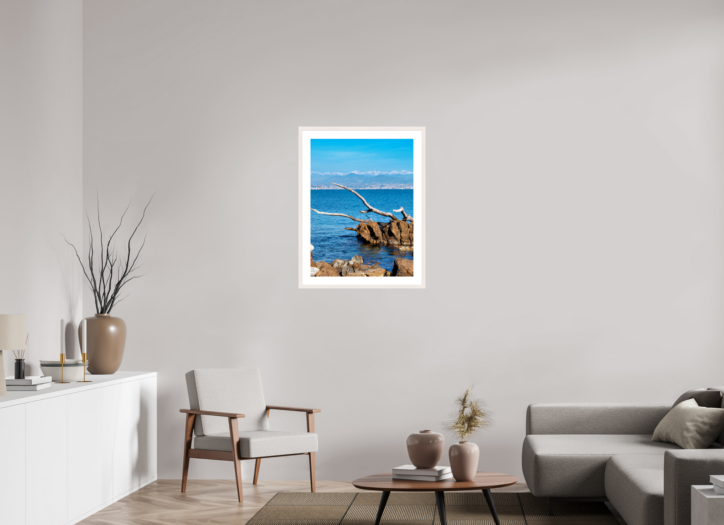 60 x 80 cm, Photo encadré bois érable blanc 20mm Présence blanche
