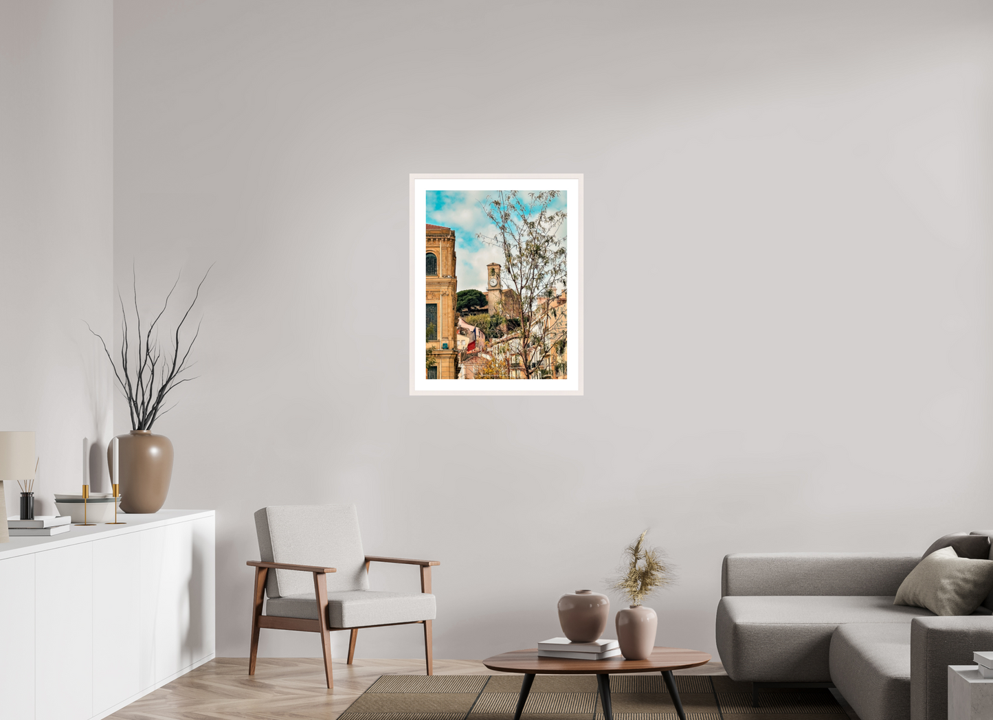 60 x 80 cm, Photo encadré bois érable blanc 20mm Saison calme