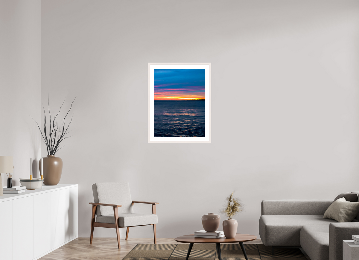 60 x 80 cm, Photo encadré bois érable blanc 20mm Lever sur les Iles Lerins
