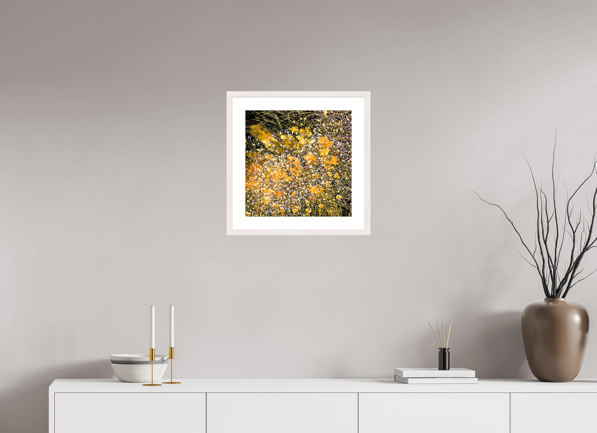40 x 40 cm, Photo encadré bois érable blanc 20mm Bouquet jaune
