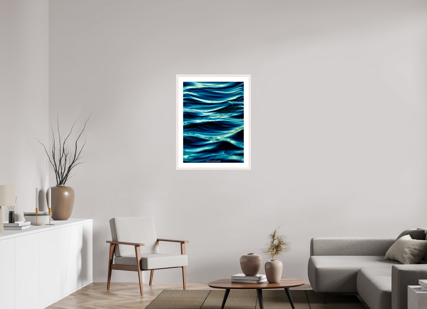 60 x 80 cm, Photo encadré bois érable blanc 20mm vague