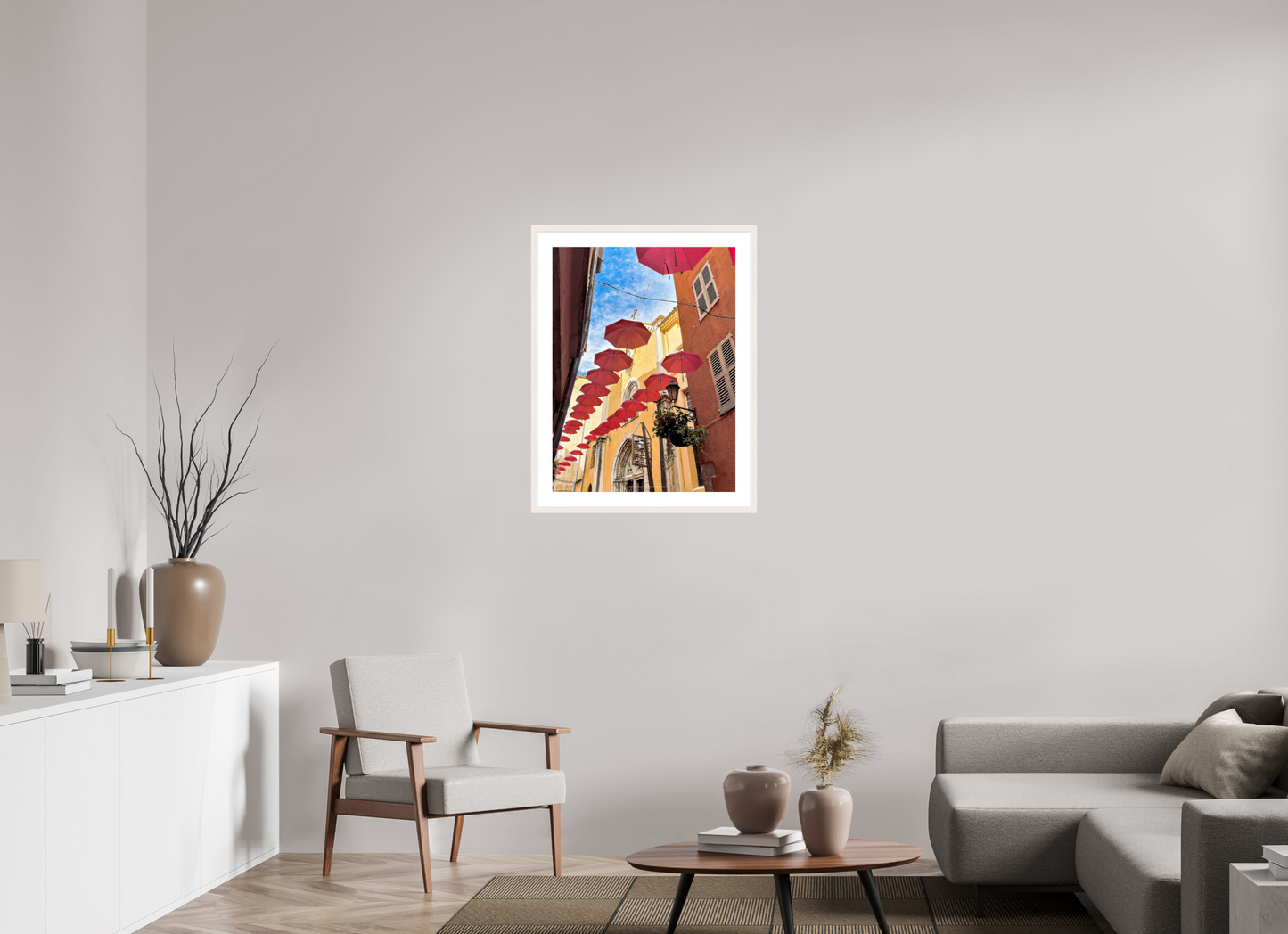 60 x 80 cm, Photo encadré bois érable blanc 20mm Parapluies parfumés